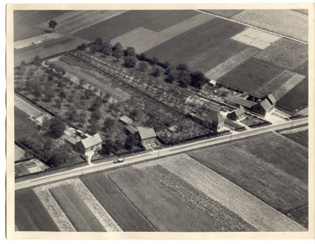 Rozenbos Nieuwerkerken in 1958, het derde huis  van rechts is het geboortehuis van de kinderen Kempeneers-Lowel